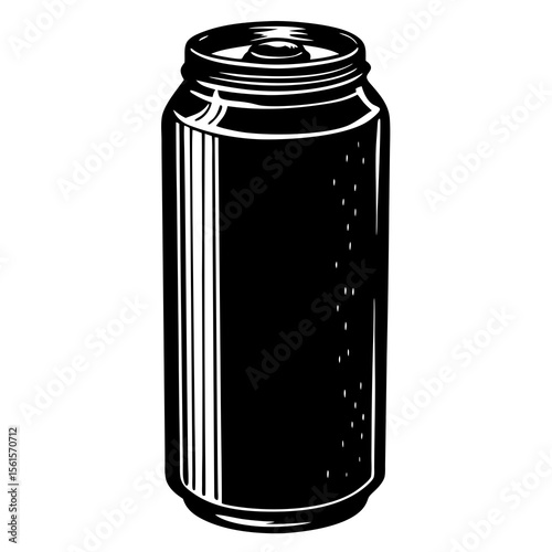 "Black silhouette of slim can bottle on the white background"