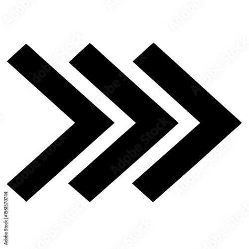black triple chevron arrow pointing right on white background