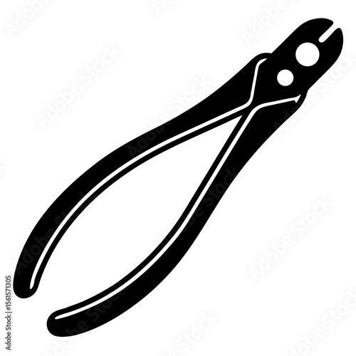 black vector outline of nail clippers or cuticle nippers, isolated on white background
