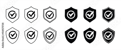 Shield icon collection. Protective shield sign. Defense shield element. vector illustration