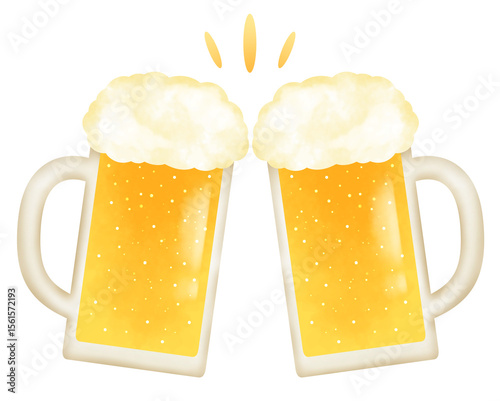乾杯をする生ビールのイラスト
