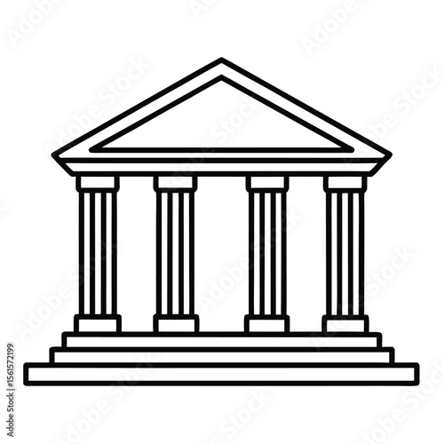 Museum building with greek pillars vector line art vector on white background