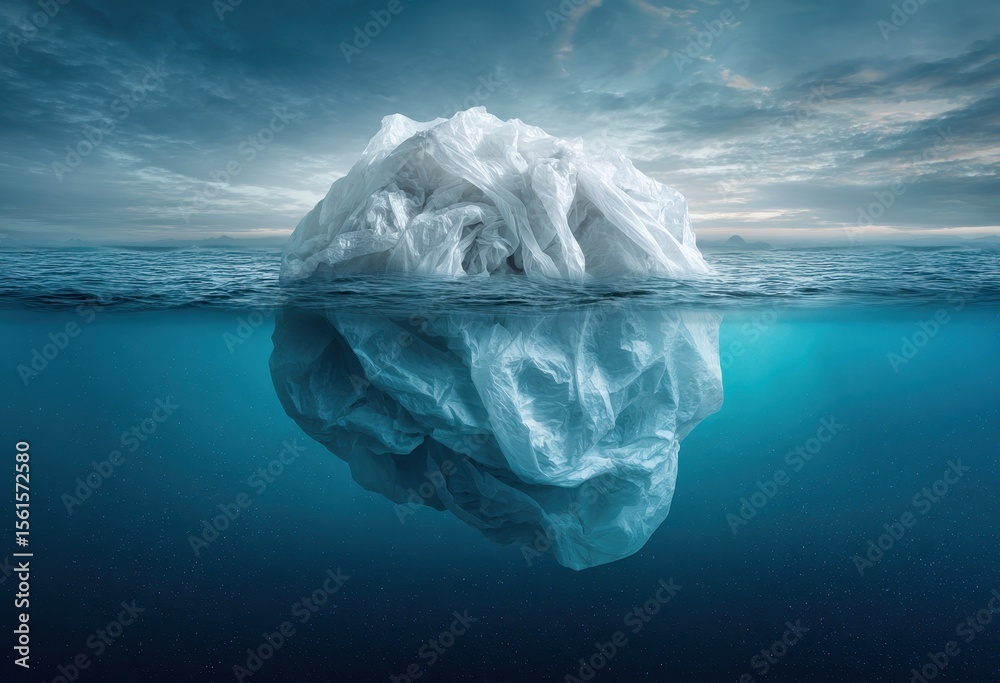 Fototapeta premium Plastic iceberg adrift in the ocean