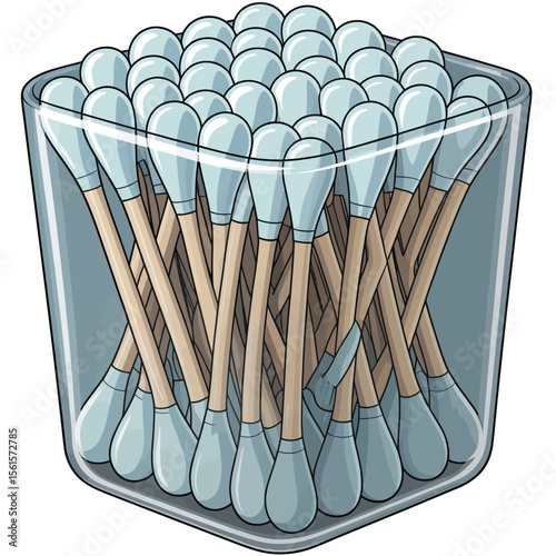 Cotton Swabs in a Clear Container