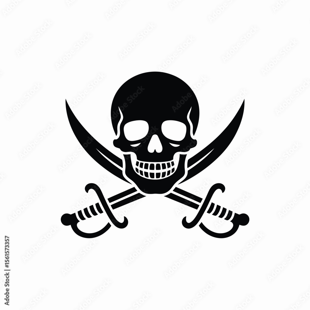 Obraz premium Pirate Skull with Crossed Swords Logo