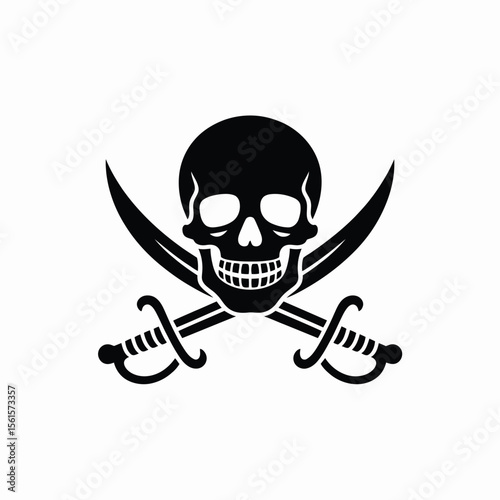 Pirate Skull with Crossed Swords Logo