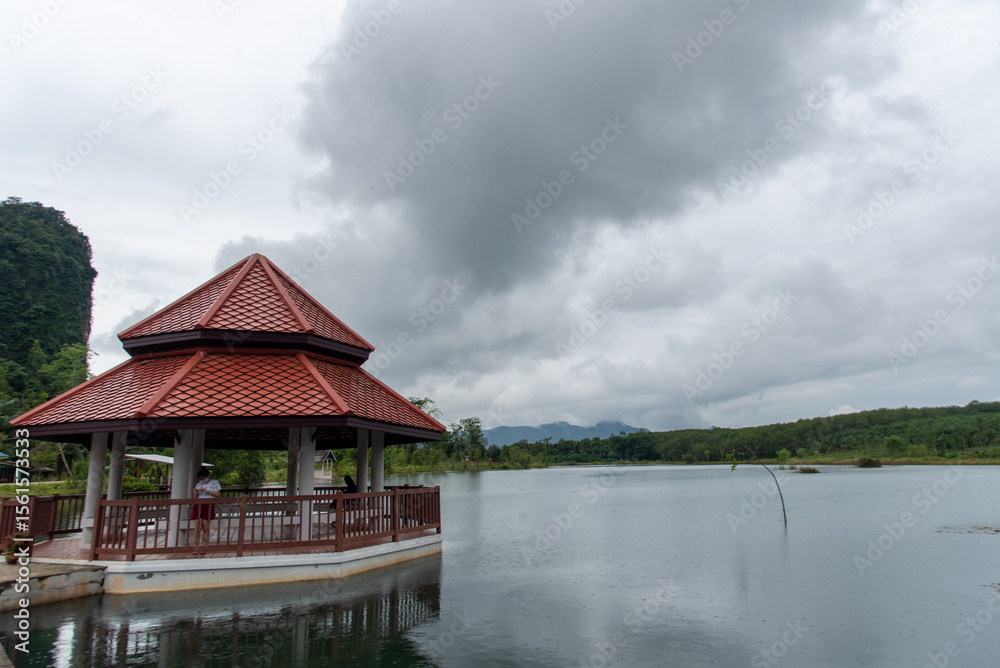 Fototapeta premium pavilion on river in thailand