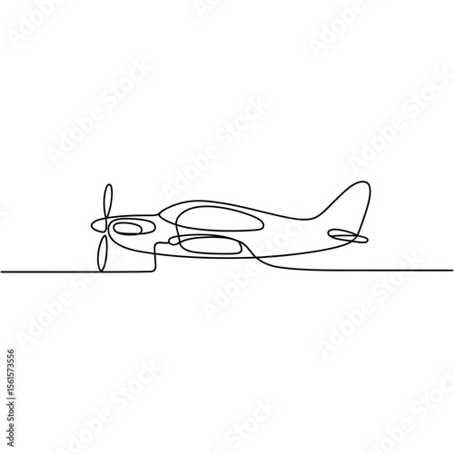 Single Line Drawing of a Small Airplane