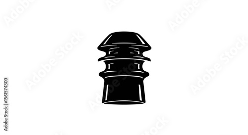 Vector Black High Voltage Electrical Insulator Symbol – Flat Silhouette Icon for Industrial and Power Design