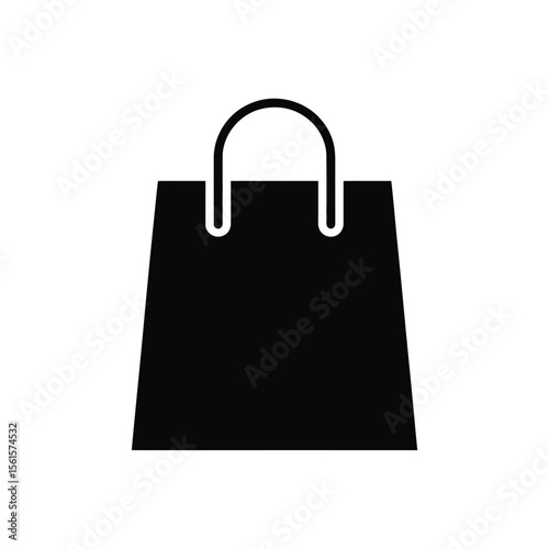 Simple Black Shopping Bag Icon on White Background for E commerce Use