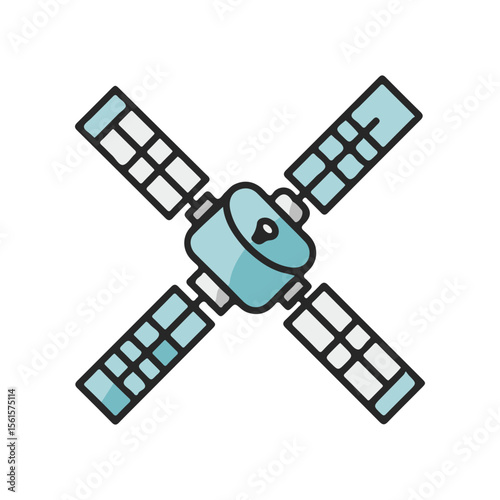 Satellite GPS Icon – Flat Vector Map & Navigation Illustration