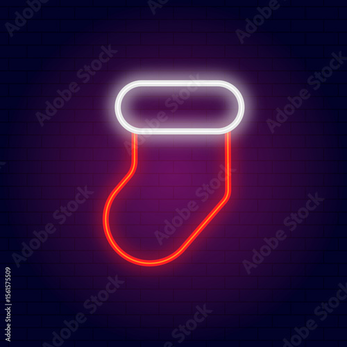 Neon Christmas sock illustration in vector
