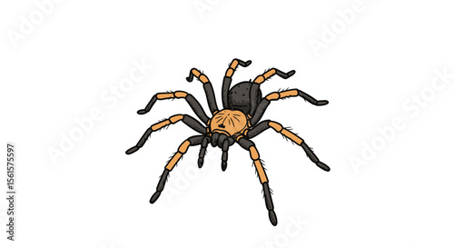 Vector Flat Hand Drawn Brown and Black Tarantula Spider Outline – Doodle Icon for Web, Print, and Infographics