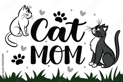 Whimsical cat mom typography design with inspiring quotes