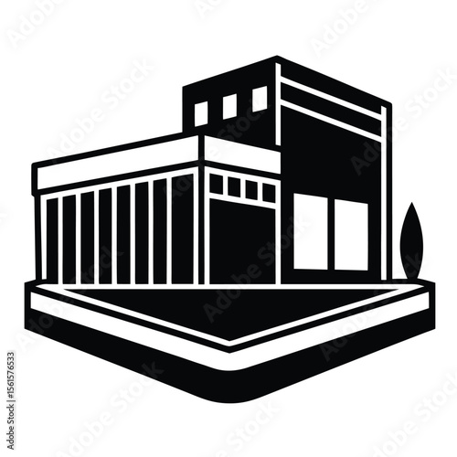 Building with pool sign minimal outline design
