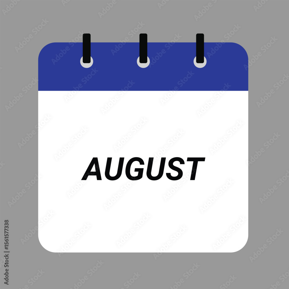 AUGUST Calendar Icon - White Background. Vector desktop calendar icon showing month design. AUGUST Calendar Icon - White Background. Vector desktop calendar icon showing month design.