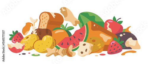 Pile of Spoiled Food Waste Items