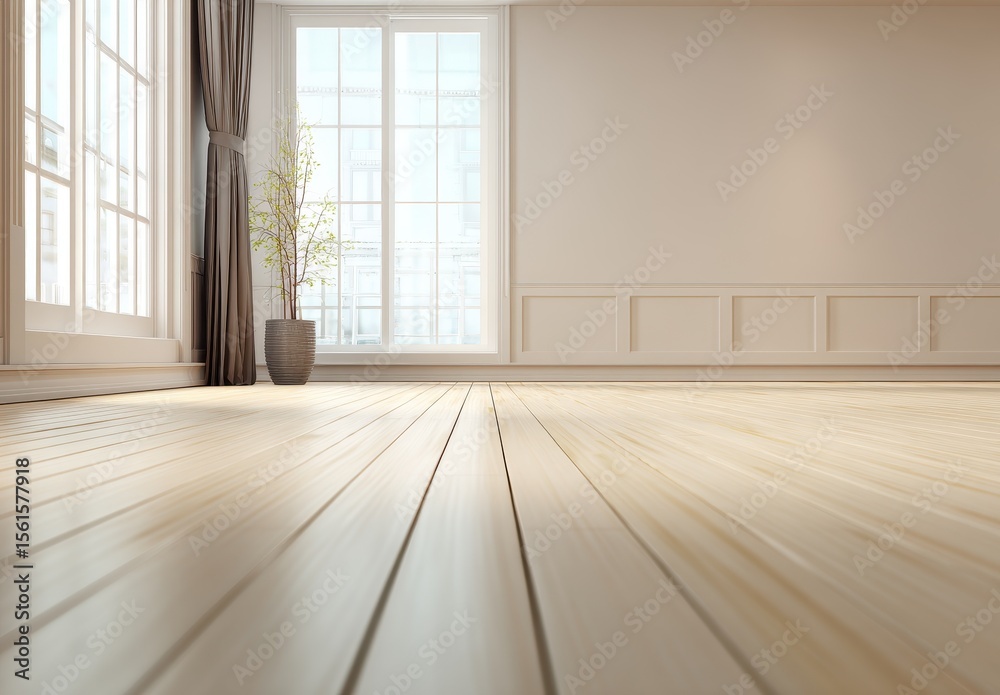 custom made wallpaper toronto digitalEmpty room with large window, light wood floor