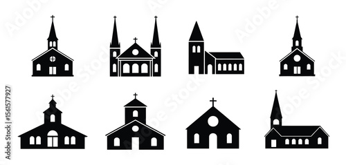 Various Church Building Silhouettes