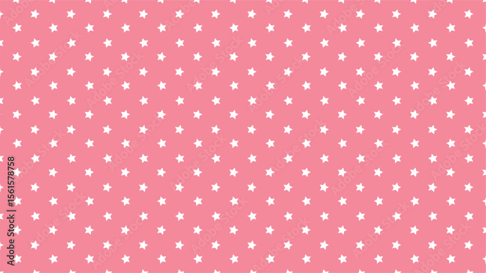 Cute white star pattern on pink background, seamless vector design perfect for baby girl nursery, kids fabric, wrapping paper, party decor, kawaii projects, or girly aesthetic themes.