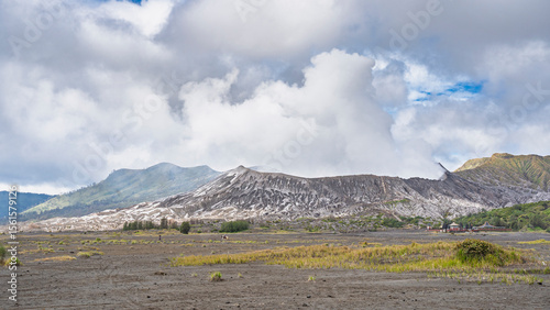 Scenic landscape panorama of Mount Bromo active volcano inside Tengger caldera, Bromo Tengger Semeru National Park, East Java, Indonesia photo