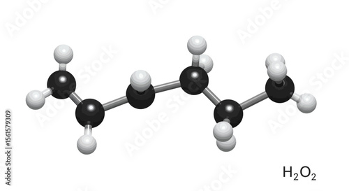 Vector Ball and Stick Model of Hydrogen Peroxide Molecule – Educational H₂O₂ Structure Illustration