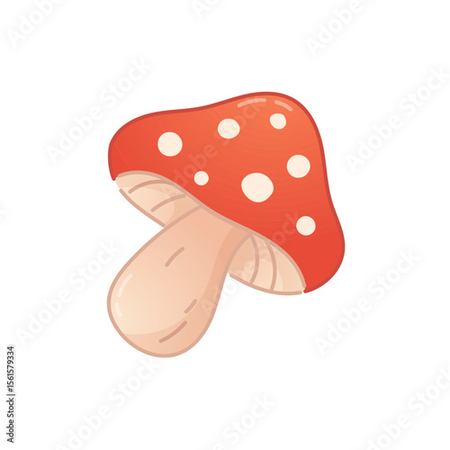 Red spotted toadstool mushroom in playful style