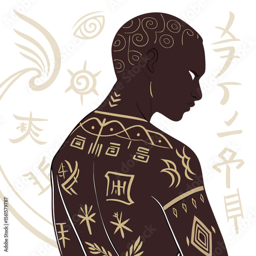 vector illustration of a woman with a tattoo