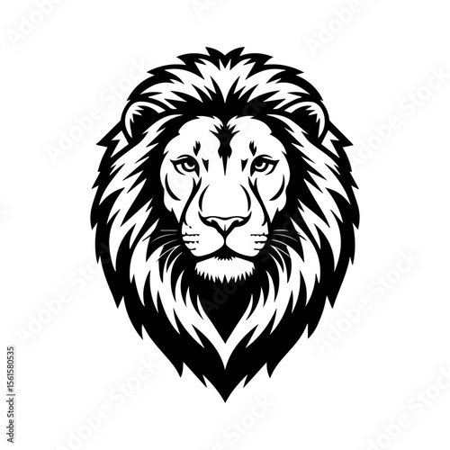 Vector illustration set of nine stylized black lion head designs in different expressions and angles, showcasing bold line art and intricate mane detailing on a white background.

