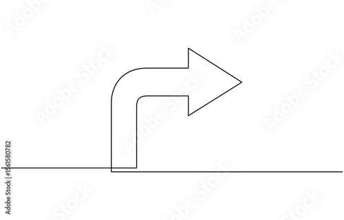 Arrow pointing right, icon. Continuous outline of a Arrow pointing right. Vector Illustration, EPS vector illustration for banner, template, web, app, poster.