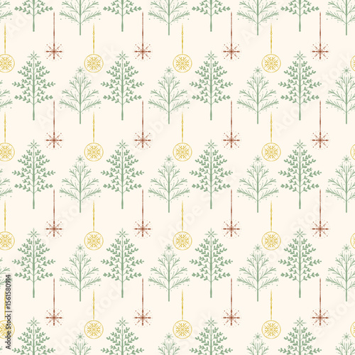 Elegant minimalist Christmas ornament as seamless pattern