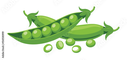 Fresh Green Peas in Pod and Scattered