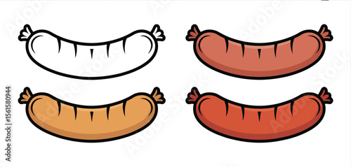 Three Different Colored Cartoon Sausages