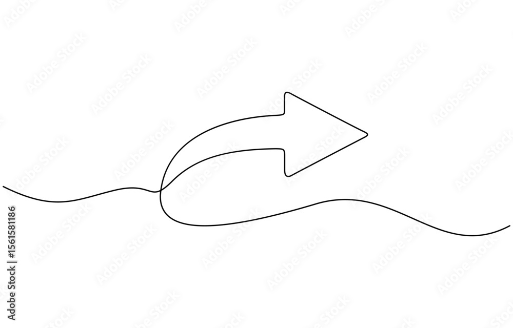 Obraz premium Arrow pointing right, icon. Continuous outline of a Arrow pointing right. Vector Illustration, EPS vector illustration for banner, template, web, app, poster.