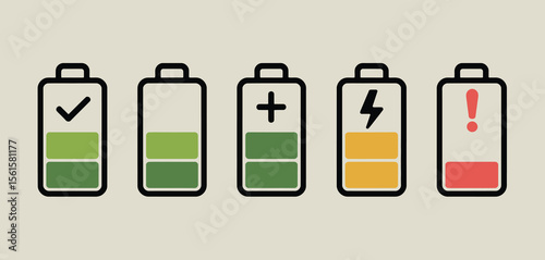 Different Battery Levels with Icons