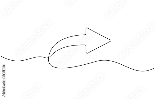 Arrow pointing right, icon. Continuous outline of a Arrow pointing right. Vector Illustration, EPS vector illustration for banner, template, web, app, poster.