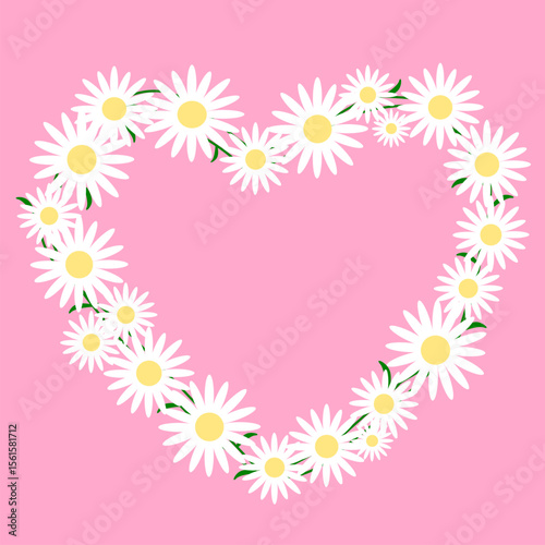 Daisy Heart Crown flowers on pink background