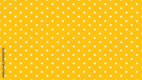 Seamless white star pattern on bright yellow background. Cute and playful vector for kids fabric, nursery wallpaper, baby shower design, gift wrap, digital scrapbooking, and party decor.