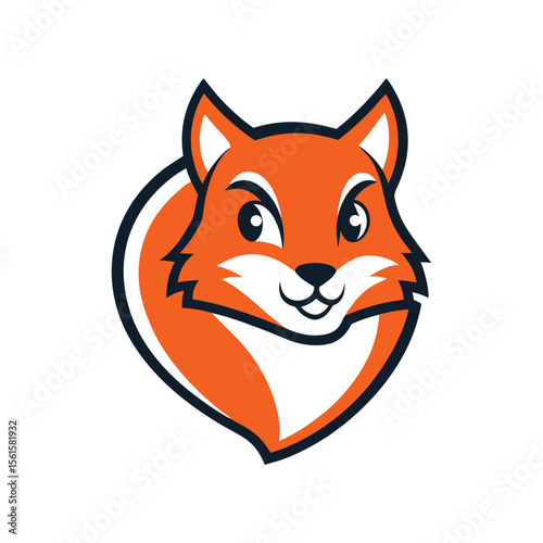 Orange fox head mascot logo design animal