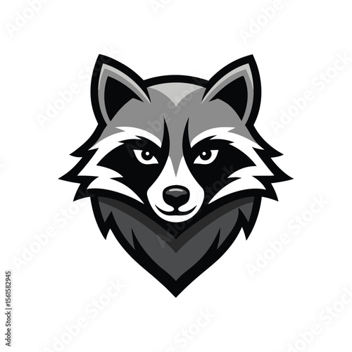 Raccoon mascot head logo black and white animal