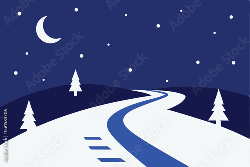 Sleigh Tracks in Starry Snow