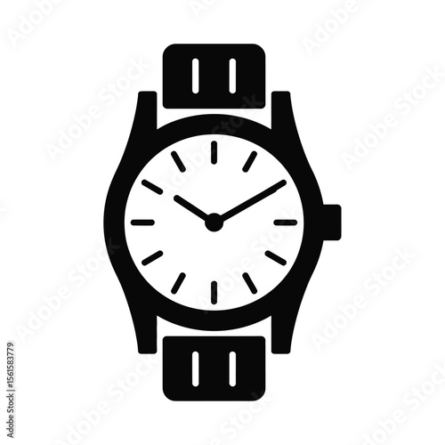 Elegant wristwatch icon in black and white for time tracking