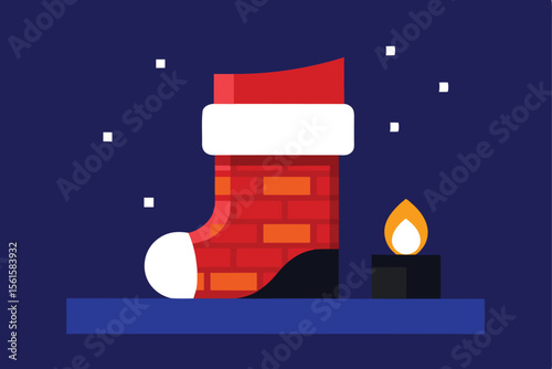 Santa Boots by Glowing Fireplace