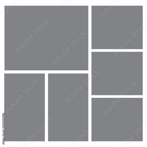 Empty geometric photo collage grid rectangle template shape. Modern tiles pattern mosaic for portfolio presentation. Background and photo album for wall mood board.	