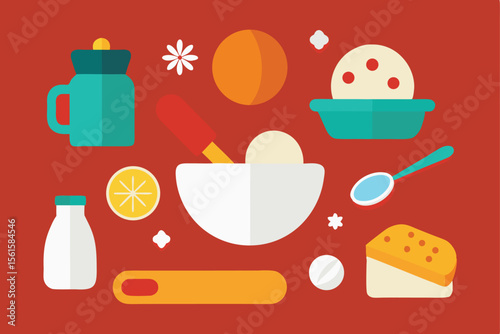 Baking Ingredients on Wooden Surface