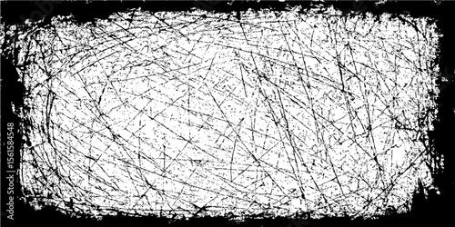A versatile black and white grunge texture background with an aged, rough surface and vintage border design