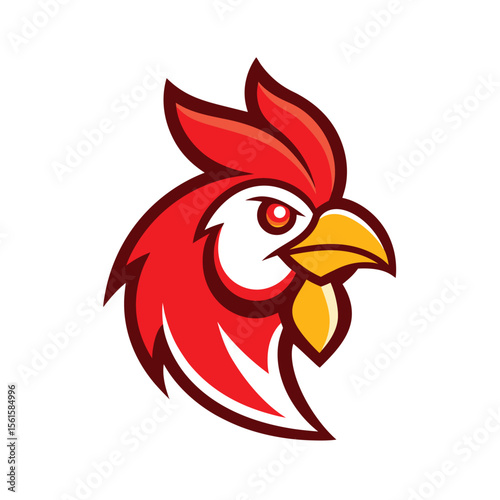 Red Rooster Head Mascot Logo chicken bird