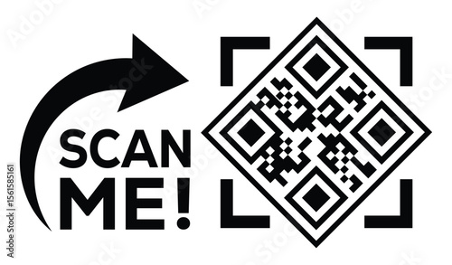 Scan QR code icon. Digital scanning qr code. QR code scan for smartphone. QR code for payment. Scan me text