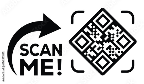 Scan QR code icon. Digital scanning qr code. QR code scan for smartphone. QR code for payment. Scan me text
