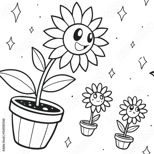 Cheery anthropomorphic sunflower character art with bold colors